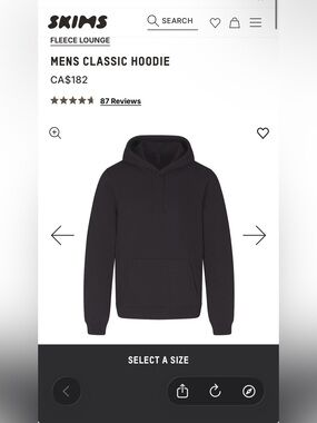 Skims Mens Classic Hoodie - Black